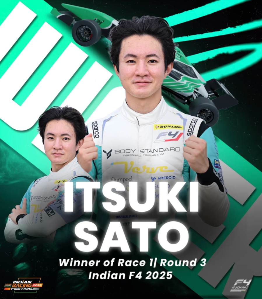 Debut and domination! Itsuki Sato takes Race 1 of Indian F4 by storm!